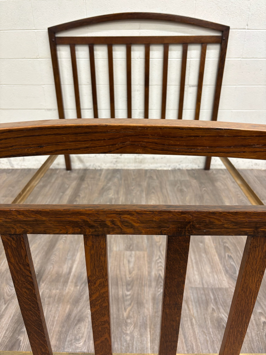 Antique Full Size Northwestern Mfg Co Arts & Crafts Mission Tiger Oak Bed