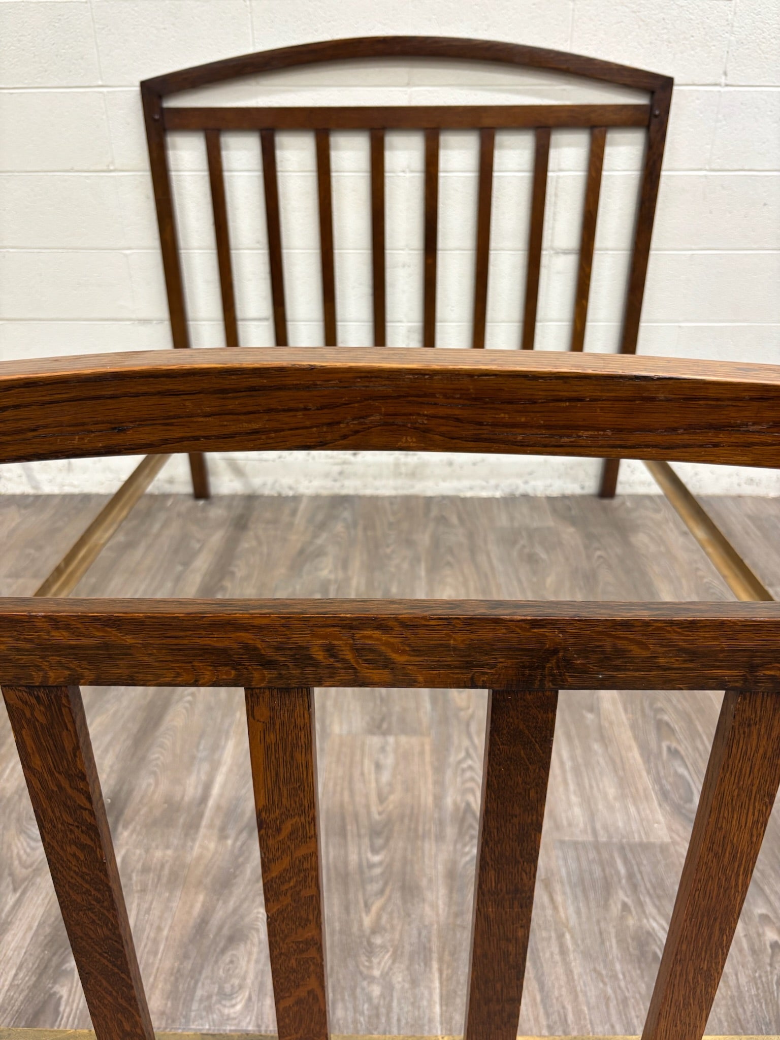 Antique Full Size Northwestern Mfg Co Arts & Crafts Mission Tiger Oak Bed