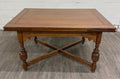 Vintage Old English Tudor Jacobean Revival Style Oak Draw Leaf Dining Table