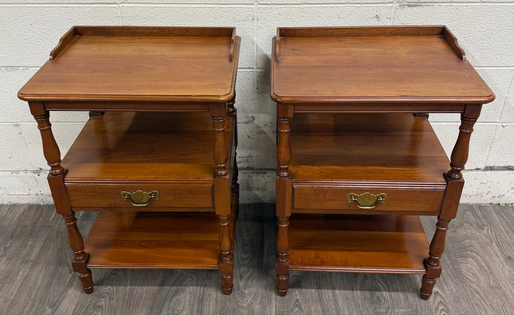 Vintage Pennsylvania House Colonial Style Hard Rock Maple Nightstands - Pair