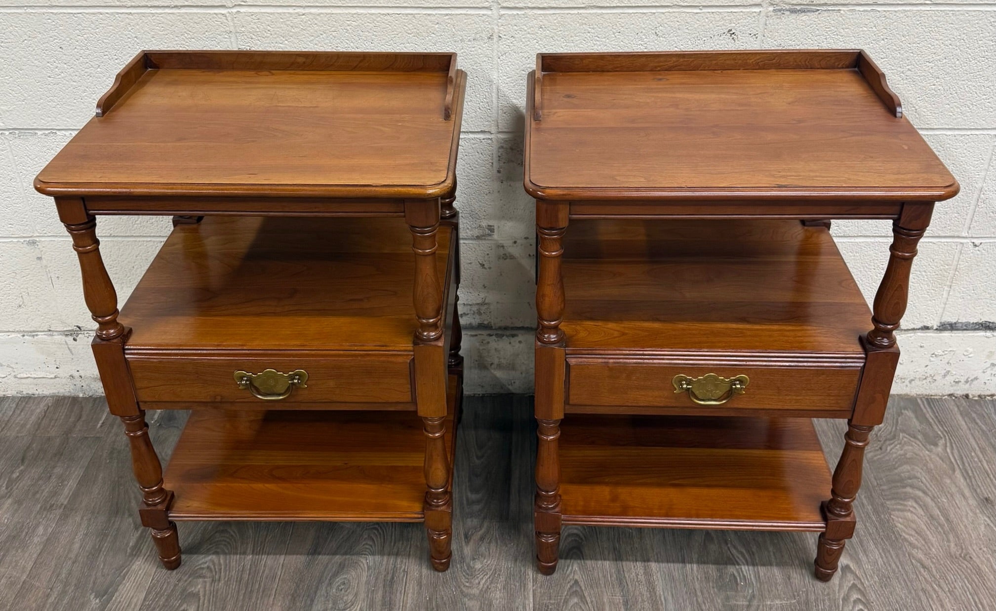 Vintage Pennsylvania House Colonial Style Hard Rock Maple Nightstands - Pair