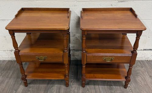 Vintage Pennsylvania House Colonial Style Hard Rock Maple Nightstands - Pair