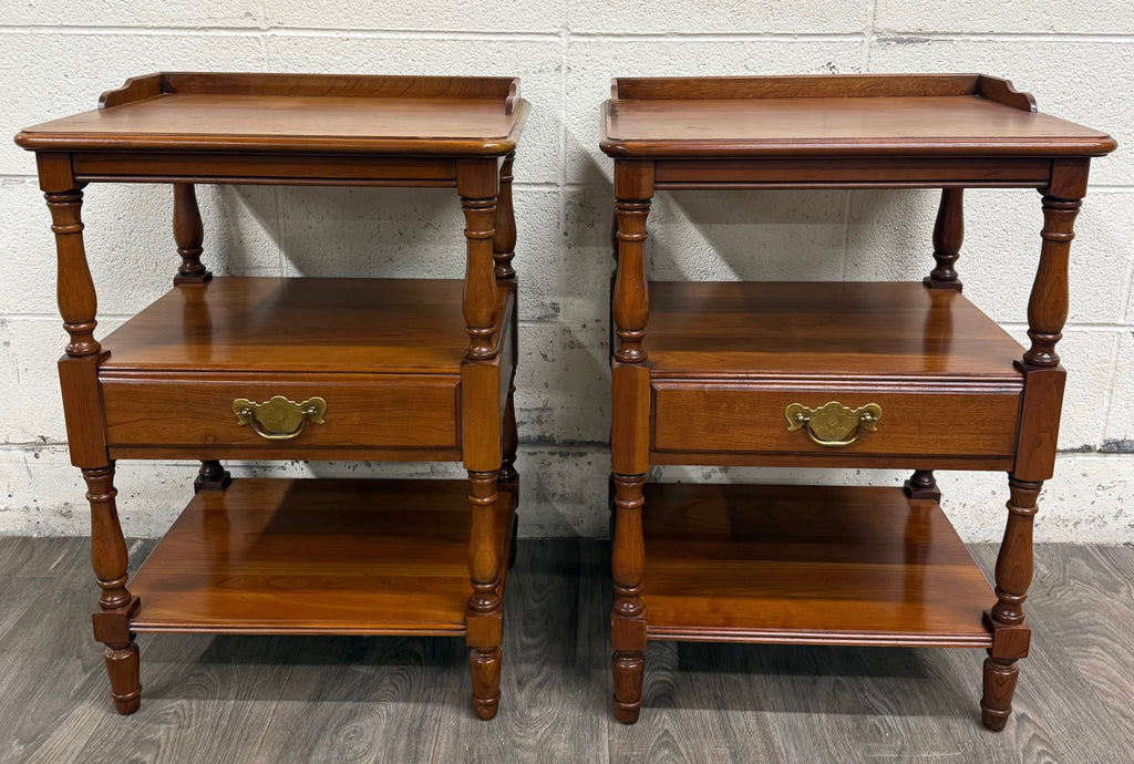 Vintage Pennsylvania House Colonial Style Hard Rock Maple Nightstands - Pair