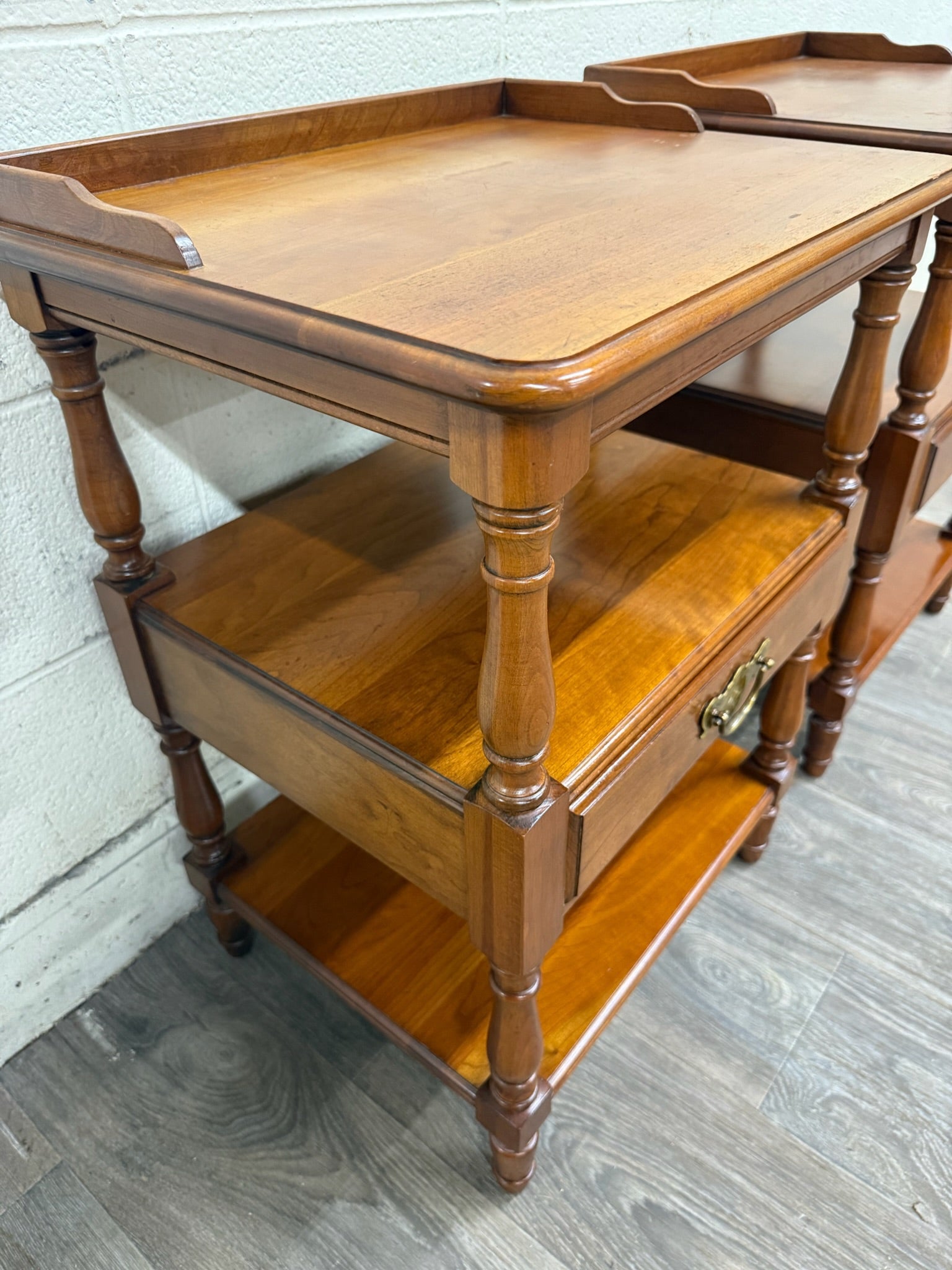 Vintage Pennsylvania House Colonial Style Hard Rock Maple Nightstands - Pair