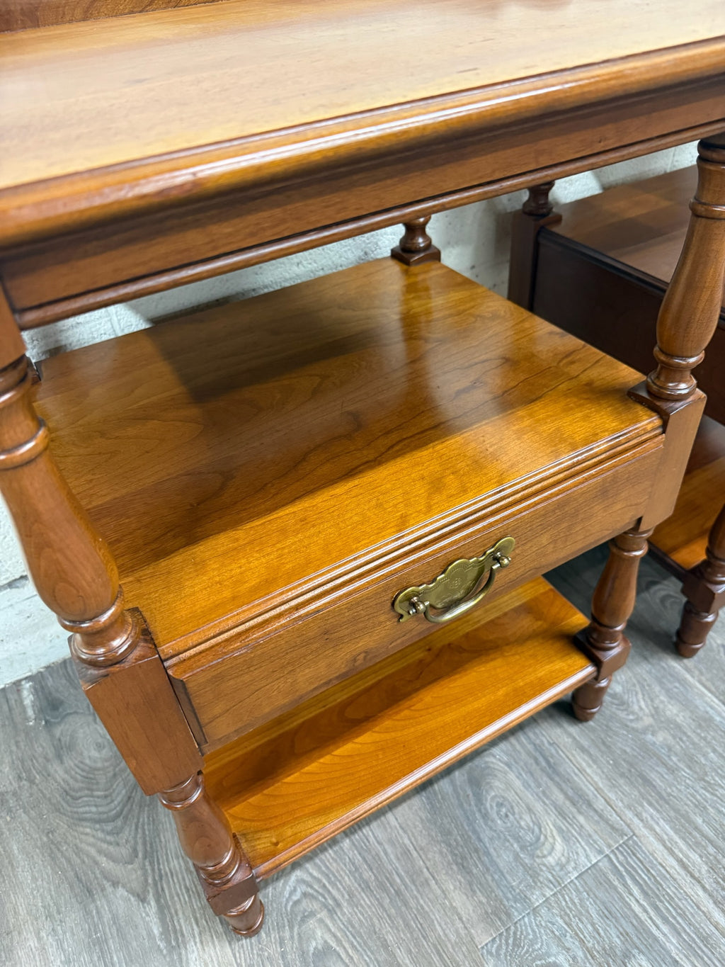 Vintage Pennsylvania House Colonial Style Hard Rock Maple Nightstands - Pair