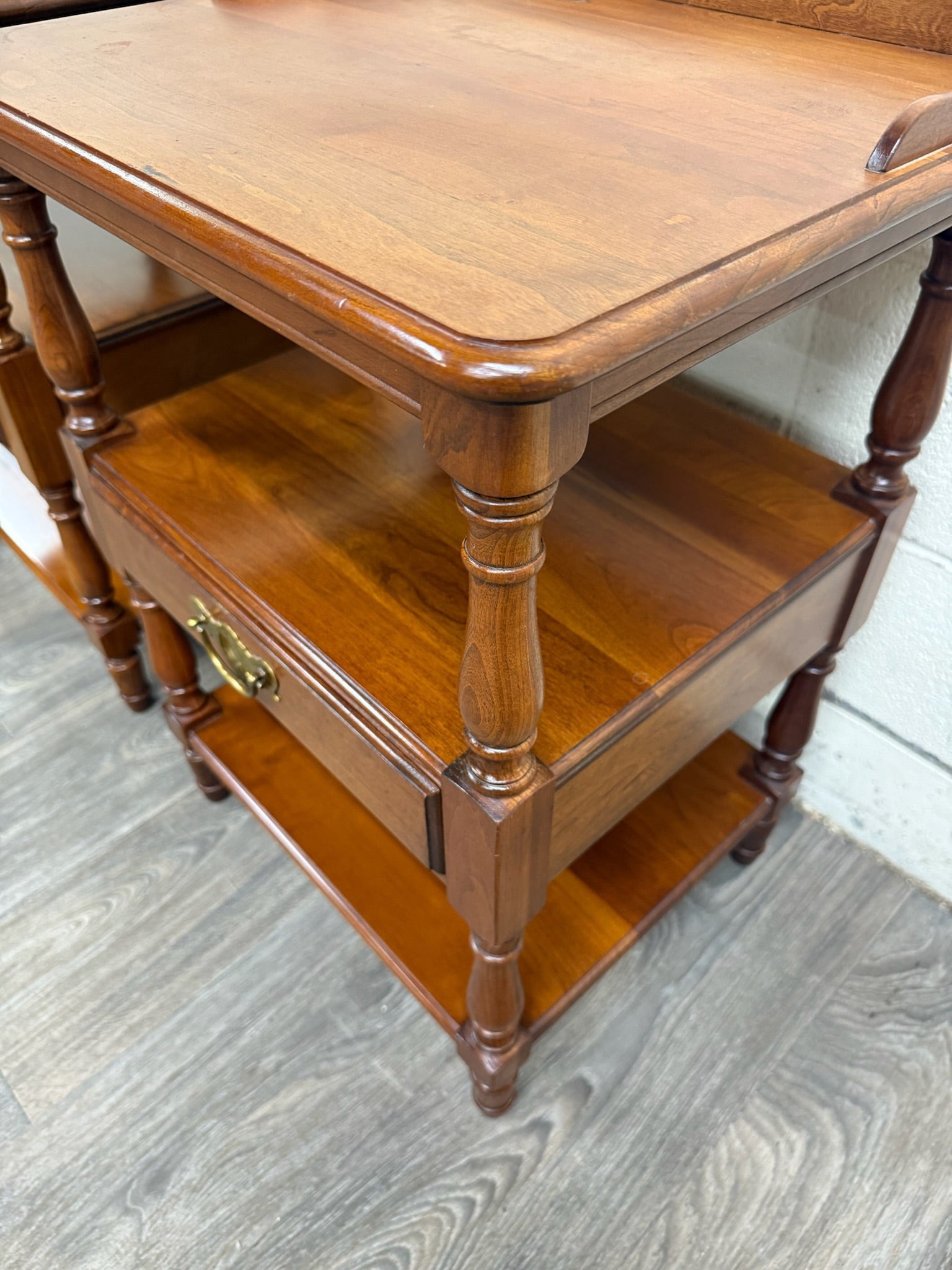 Vintage Pennsylvania House Colonial Style Hard Rock Maple Nightstands - Pair