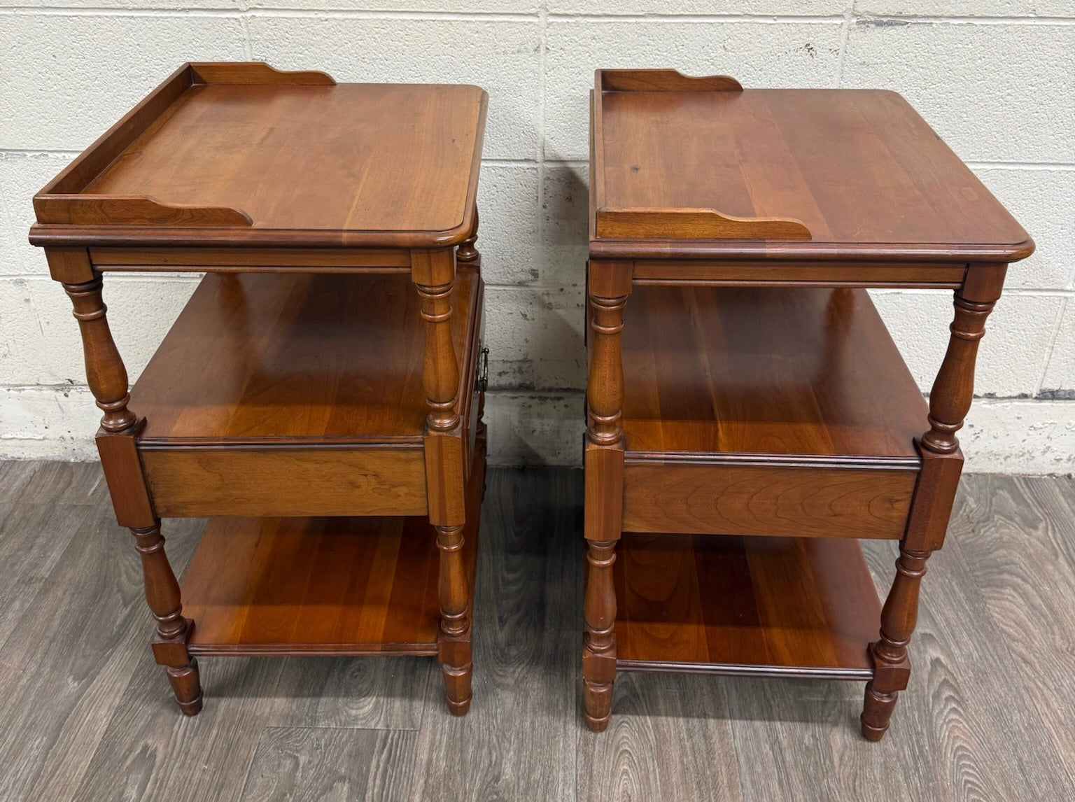 Vintage Pennsylvania House Colonial Style Hard Rock Maple Nightstands - Pair