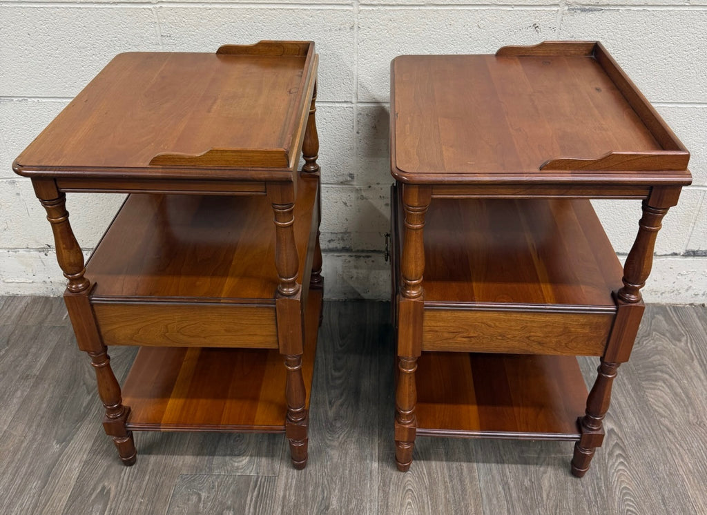 Vintage Pennsylvania House Colonial Style Hard Rock Maple Nightstands - Pair