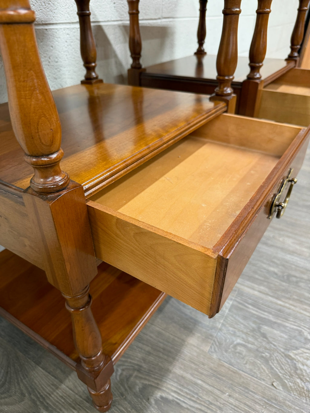 Vintage Pennsylvania House Colonial Style Hard Rock Maple Nightstands - Pair