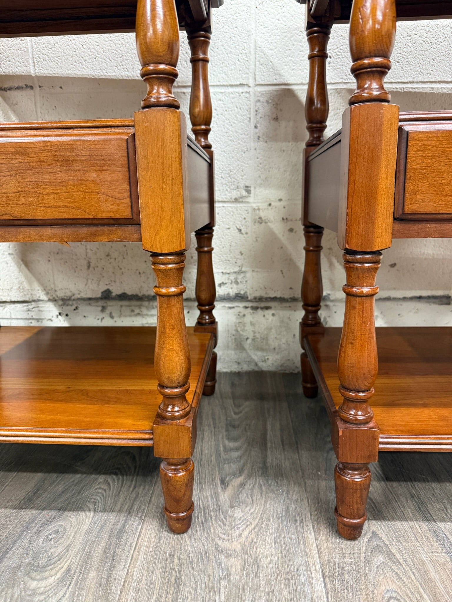 Vintage Pennsylvania House Colonial Style Hard Rock Maple Nightstands - Pair