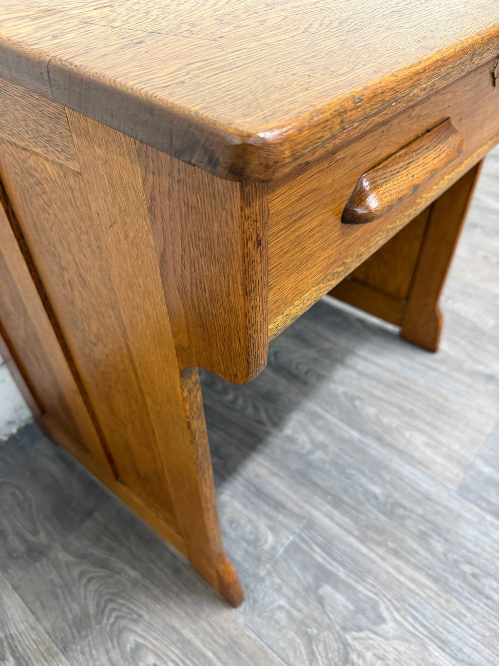 Antique American Arts & Crafts Mission Quarter Sawn White Oak Library Table Desk