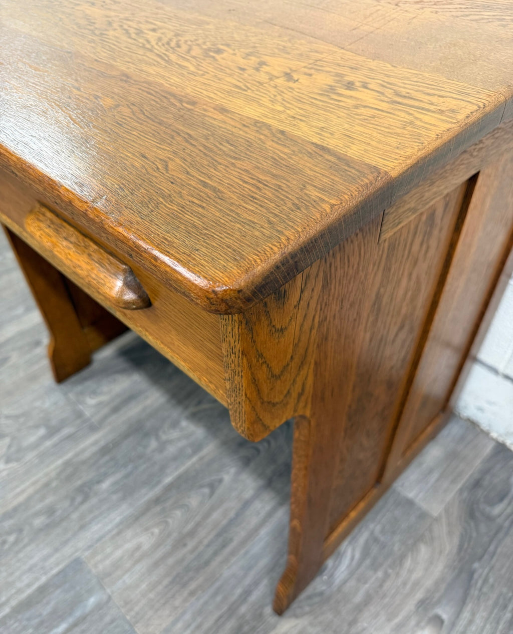 Antique American Arts & Crafts Mission Quarter Sawn White Oak Library Table Desk