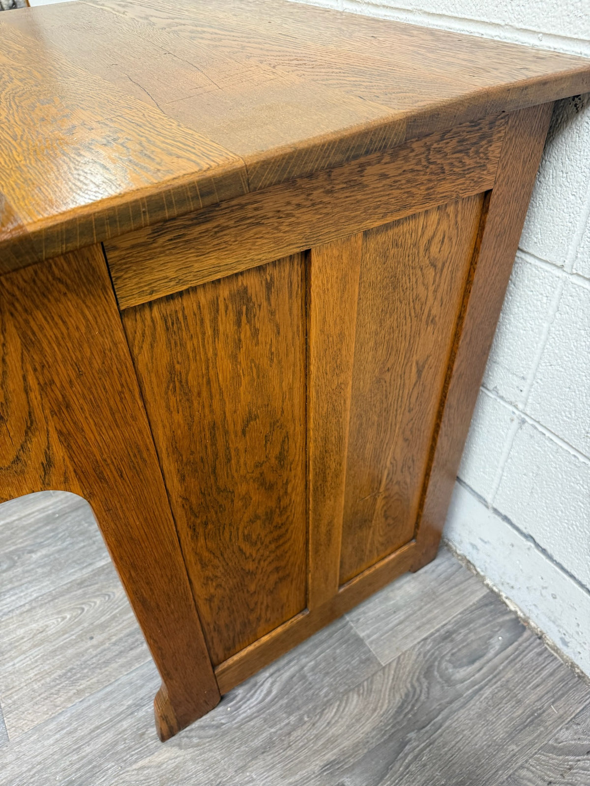 Antique American Arts & Crafts Mission Quarter Sawn White Oak Library Table Desk