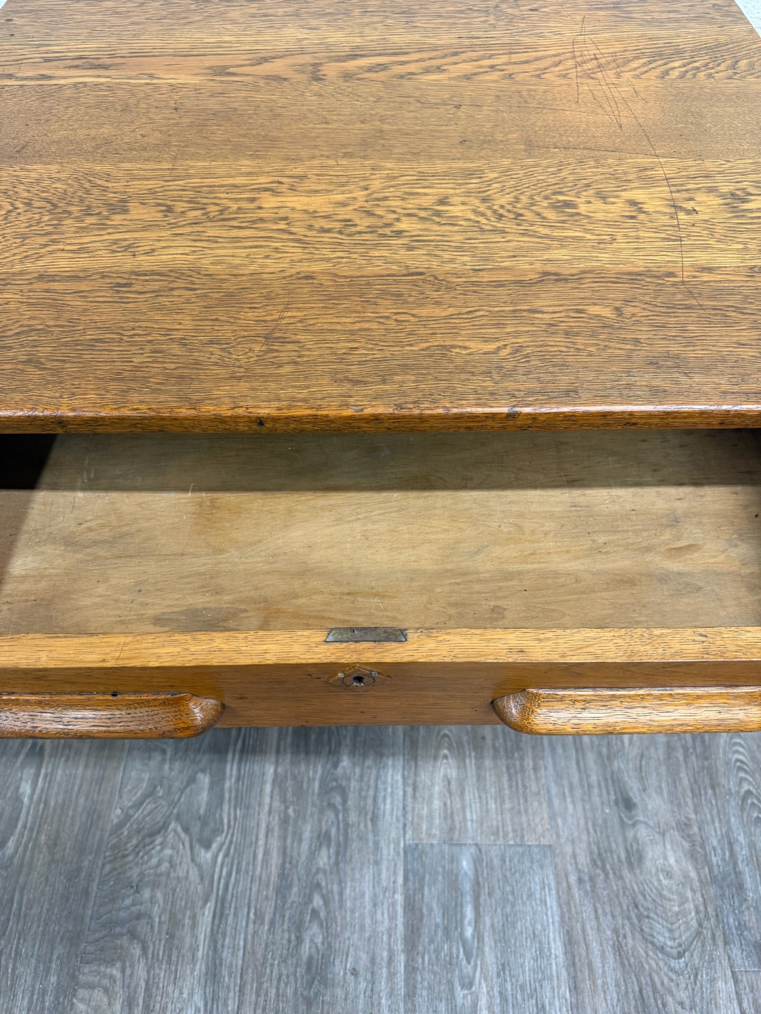 Antique American Arts & Crafts Mission Quarter Sawn White Oak Library Table Desk