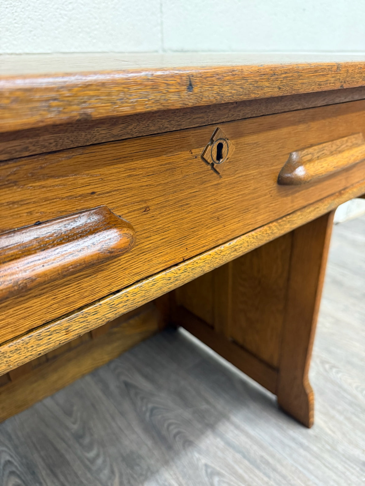 Antique American Arts & Crafts Mission Quarter Sawn White Oak Library Table Desk