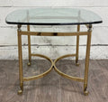 Vintage Hollywood Regency Brass and Glass End Table Side Table Lamp Table