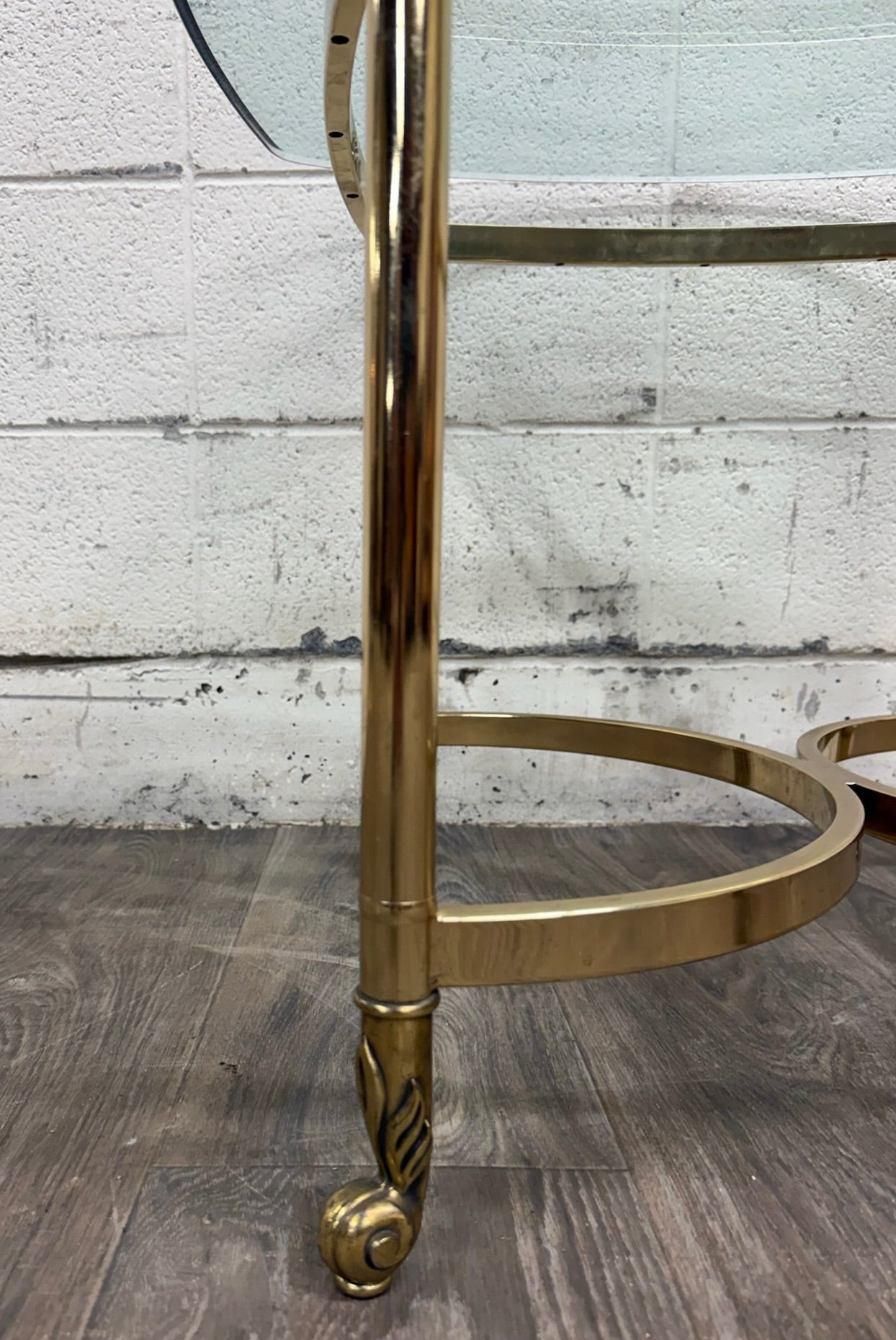 Vintage Hollywood Regency Brass and Glass End Table Side Table Lamp Table