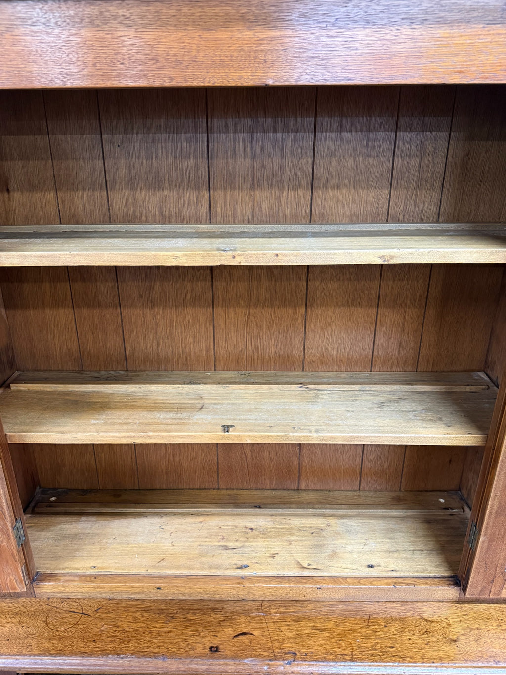 Antique American Primitive Farmhouse Solid Oak Step Back Cupboard