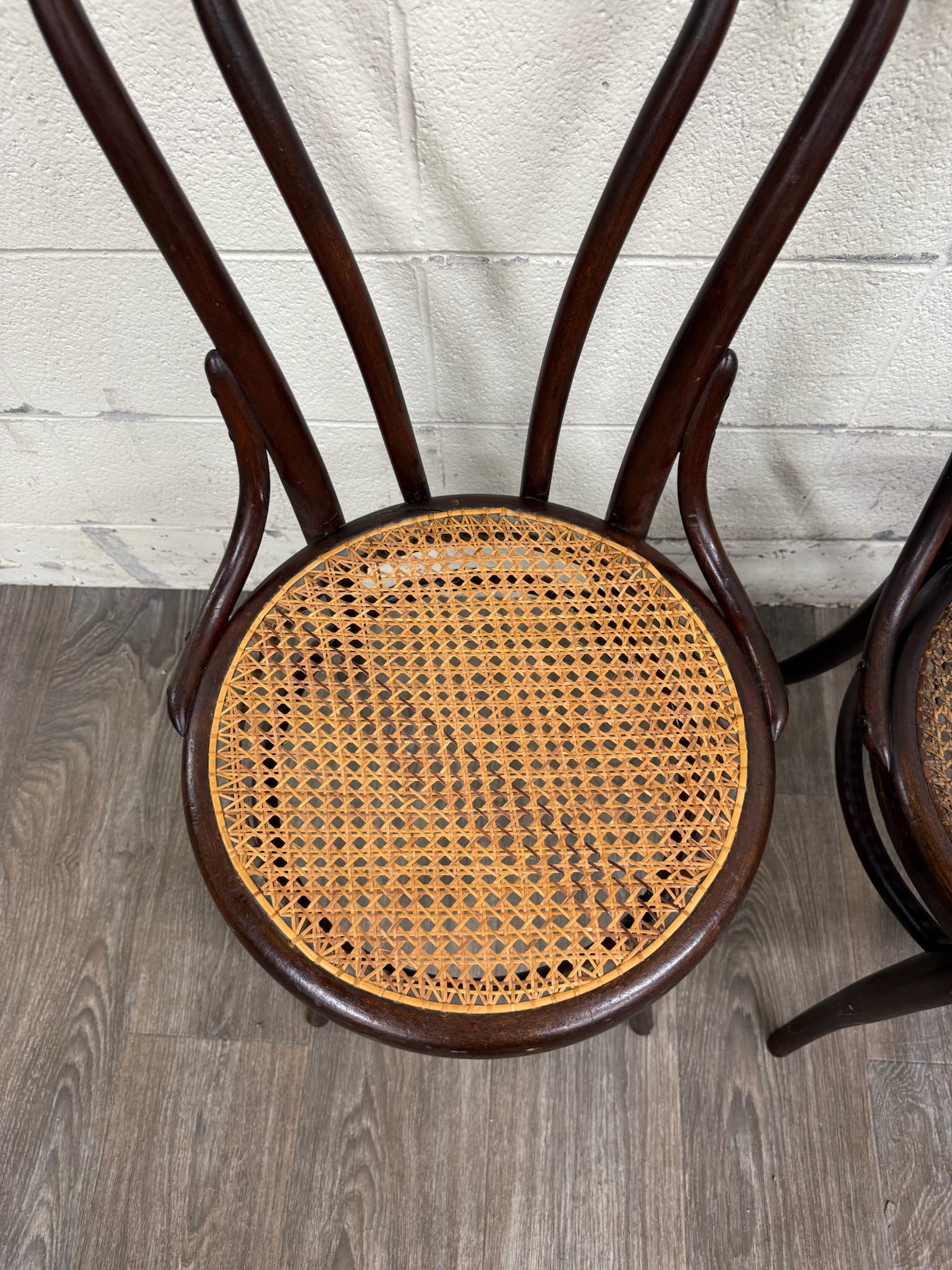 Antique Thonet Style Bentwood Caned Seat Dining Chairs - Set of 4