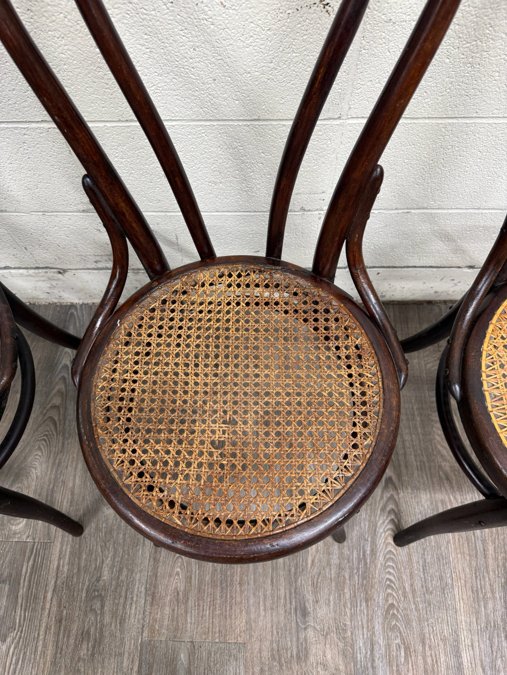 Antique Thonet Style Bentwood Caned Seat Dining Chairs - Set of 4