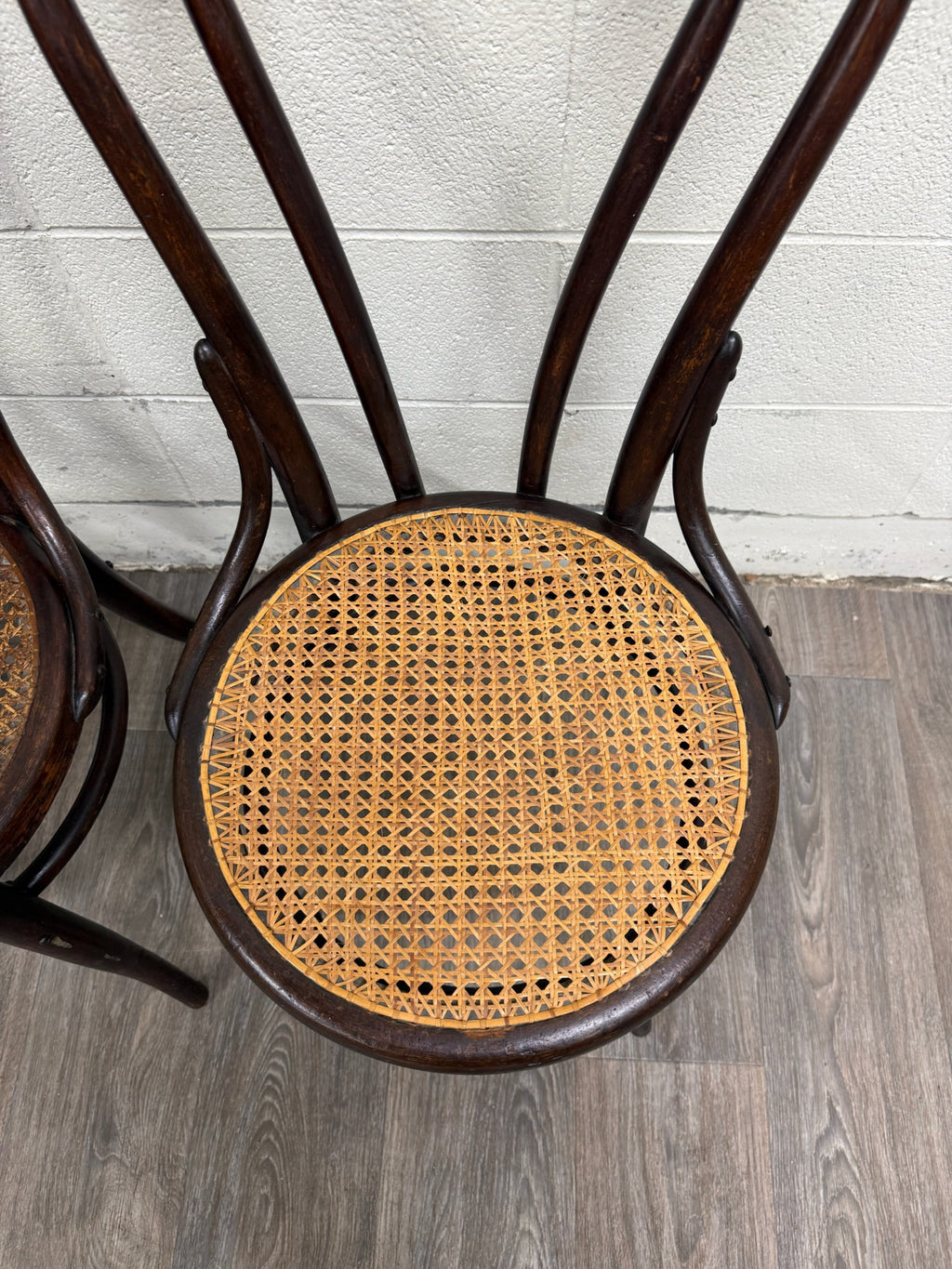 Antique Thonet Style Bentwood Caned Seat Dining Chairs - Set of 4
