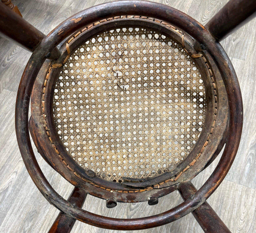 Antique Thonet Style Bentwood Caned Seat Dining Chairs - Set of 4