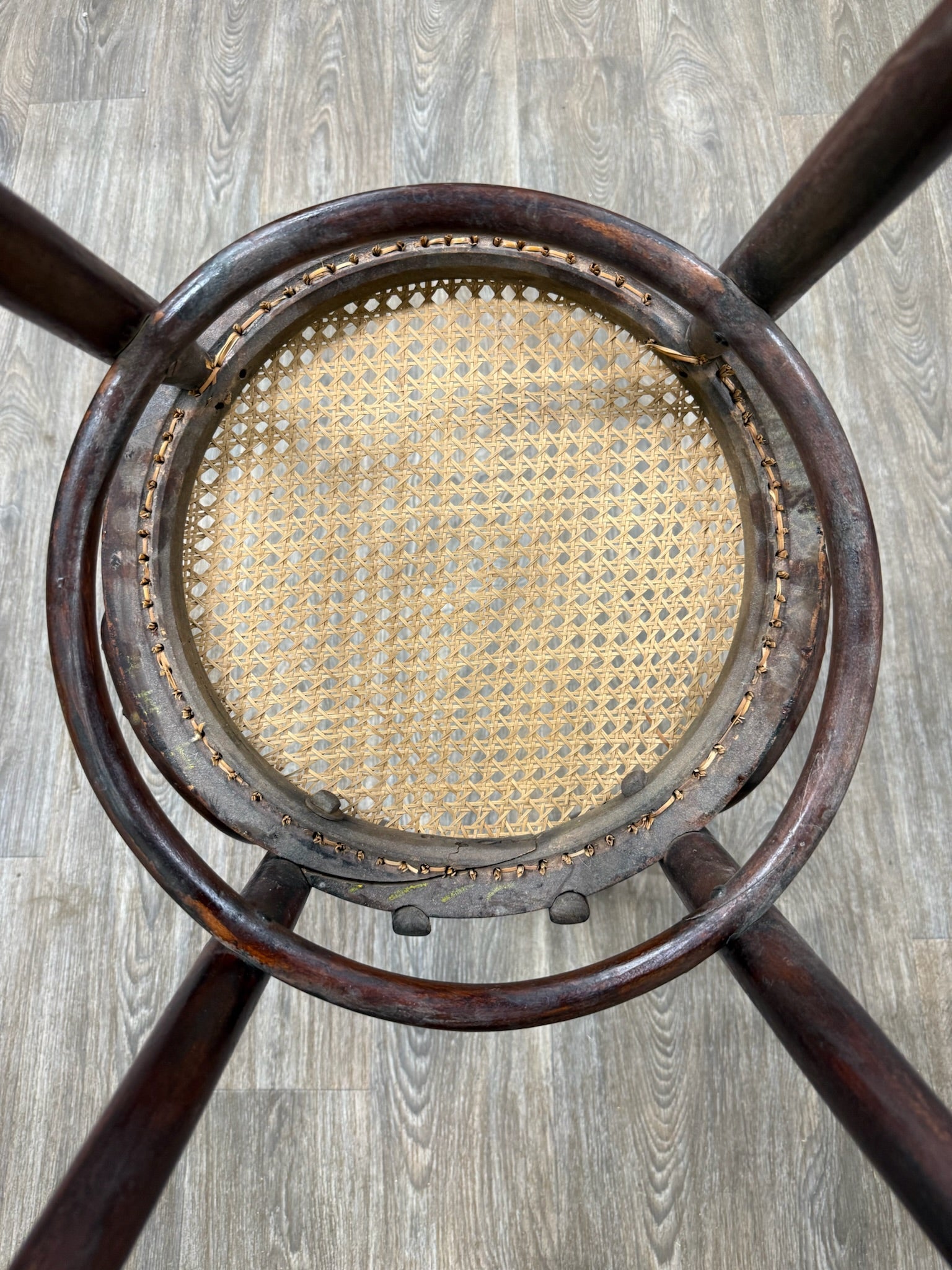 Antique Thonet Style Bentwood Caned Seat Dining Chairs - Set of 4
