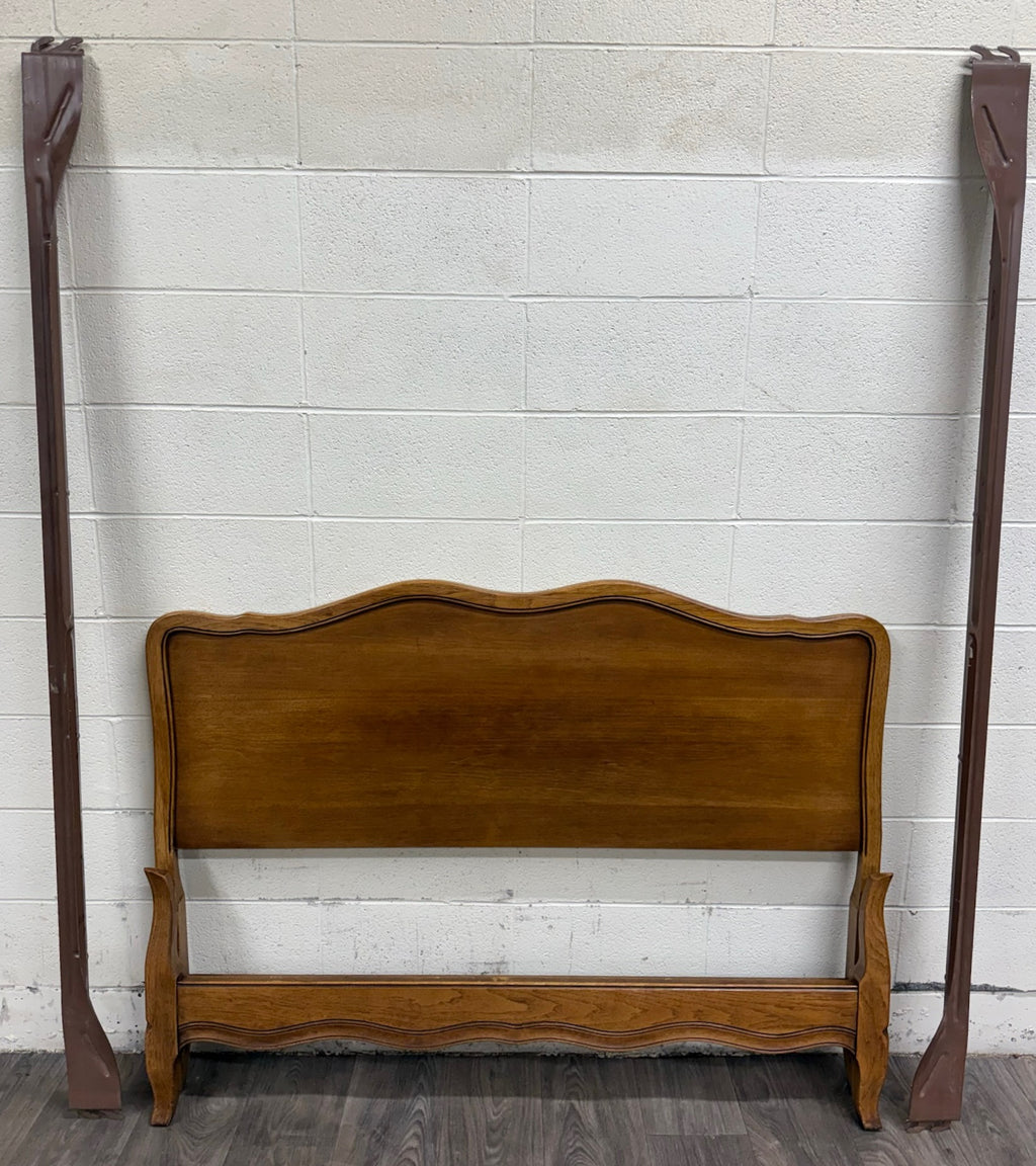 Vintage Full Size French Provincial Solid Oak Bed