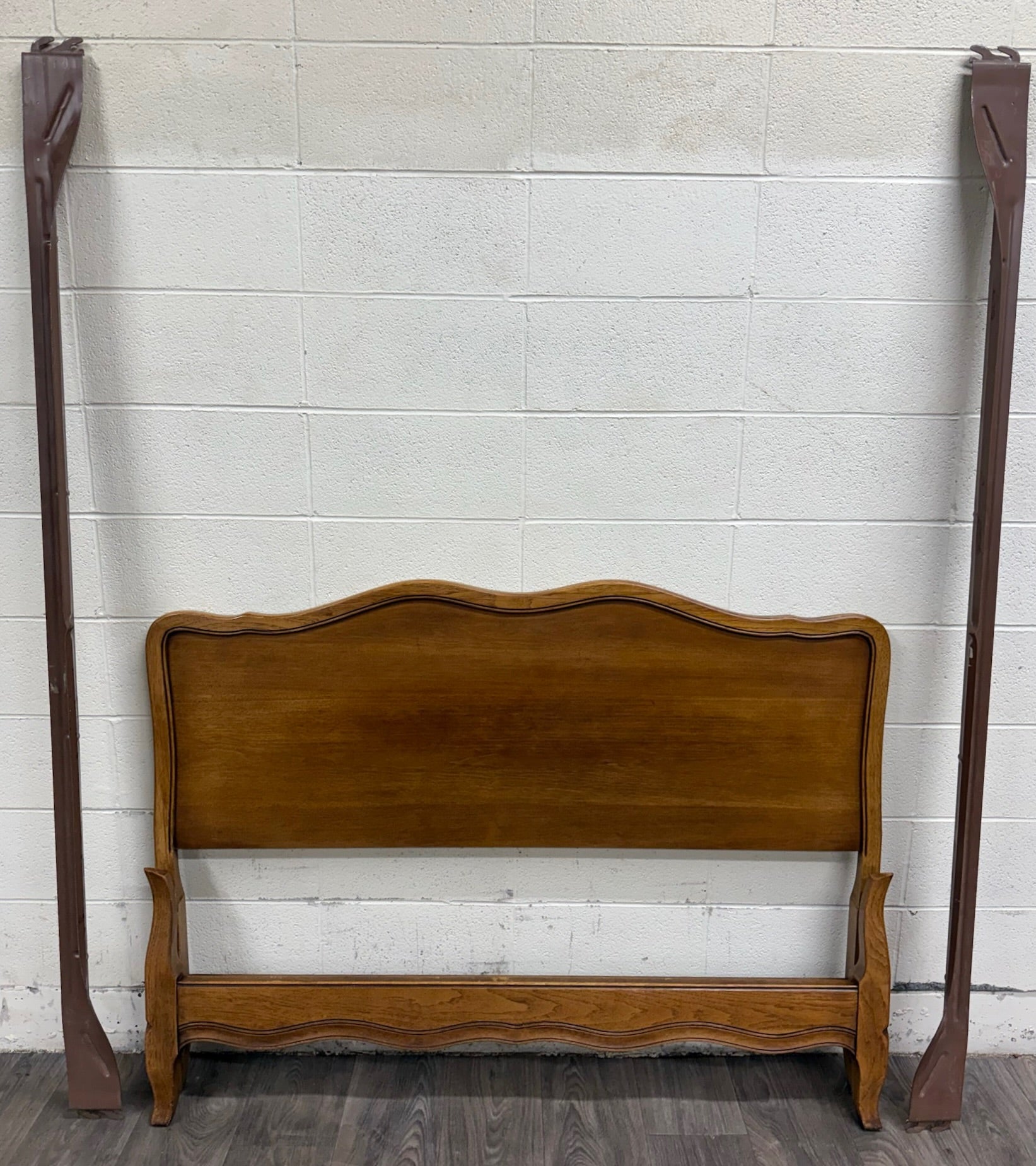 Vintage Full Size French Provincial Solid Oak Bed