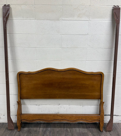Vintage Full Size French Provincial Solid Oak Bed