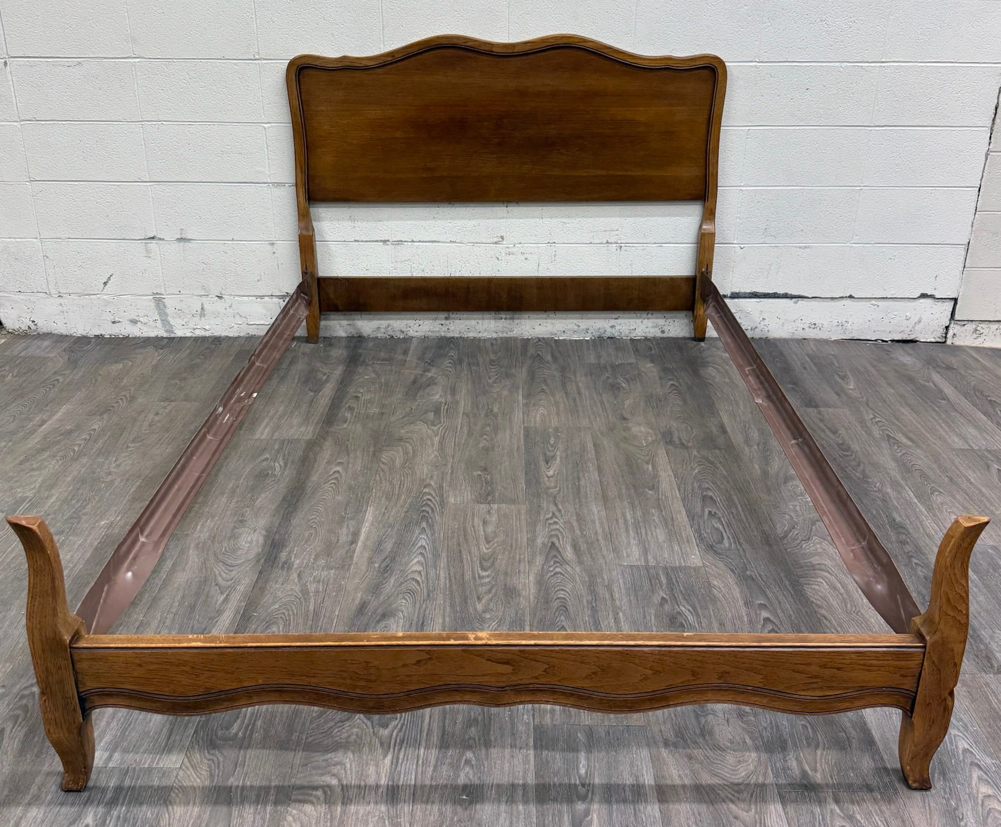 Vintage Full Size French Provincial Solid Oak Bed