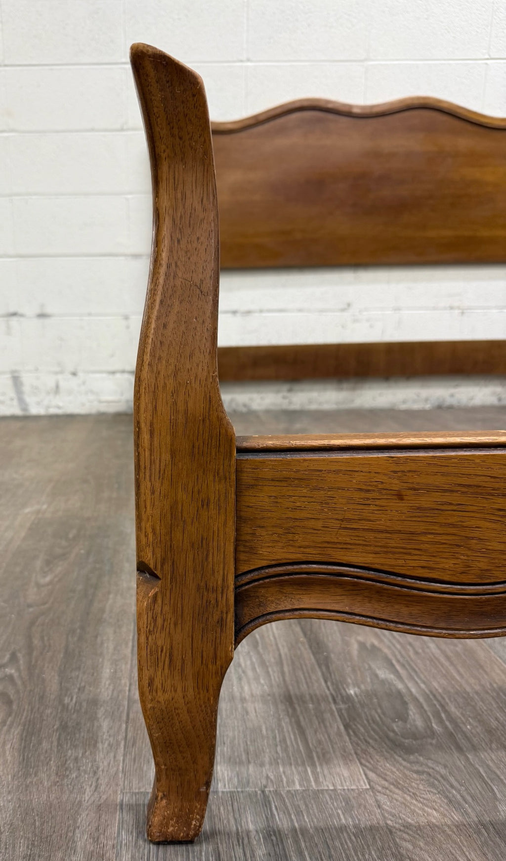 Vintage Full Size French Provincial Solid Oak Bed