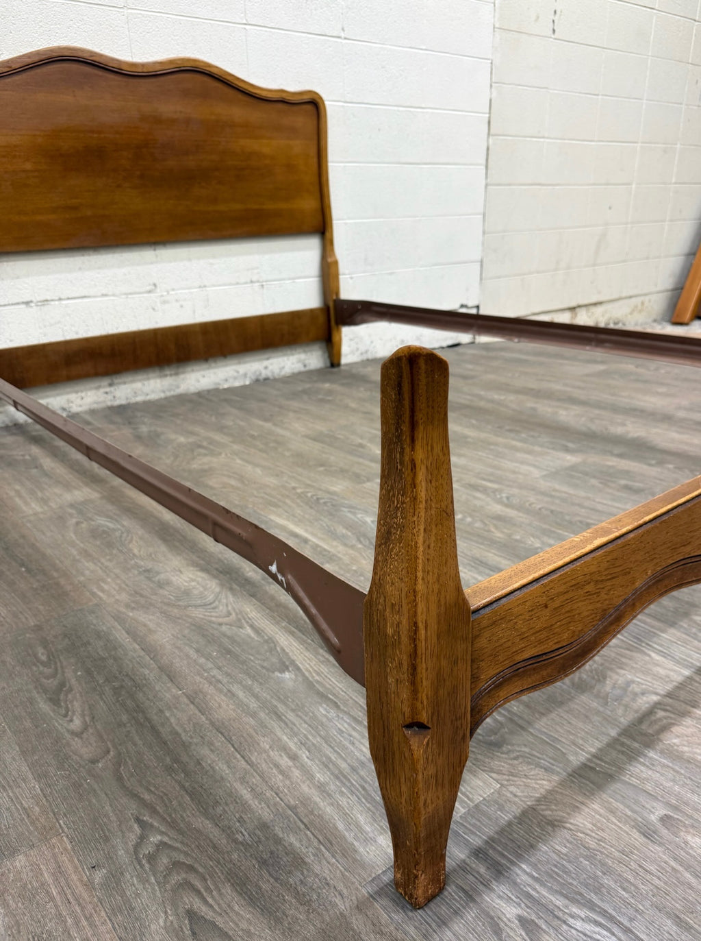 Vintage Full Size French Provincial Solid Oak Bed