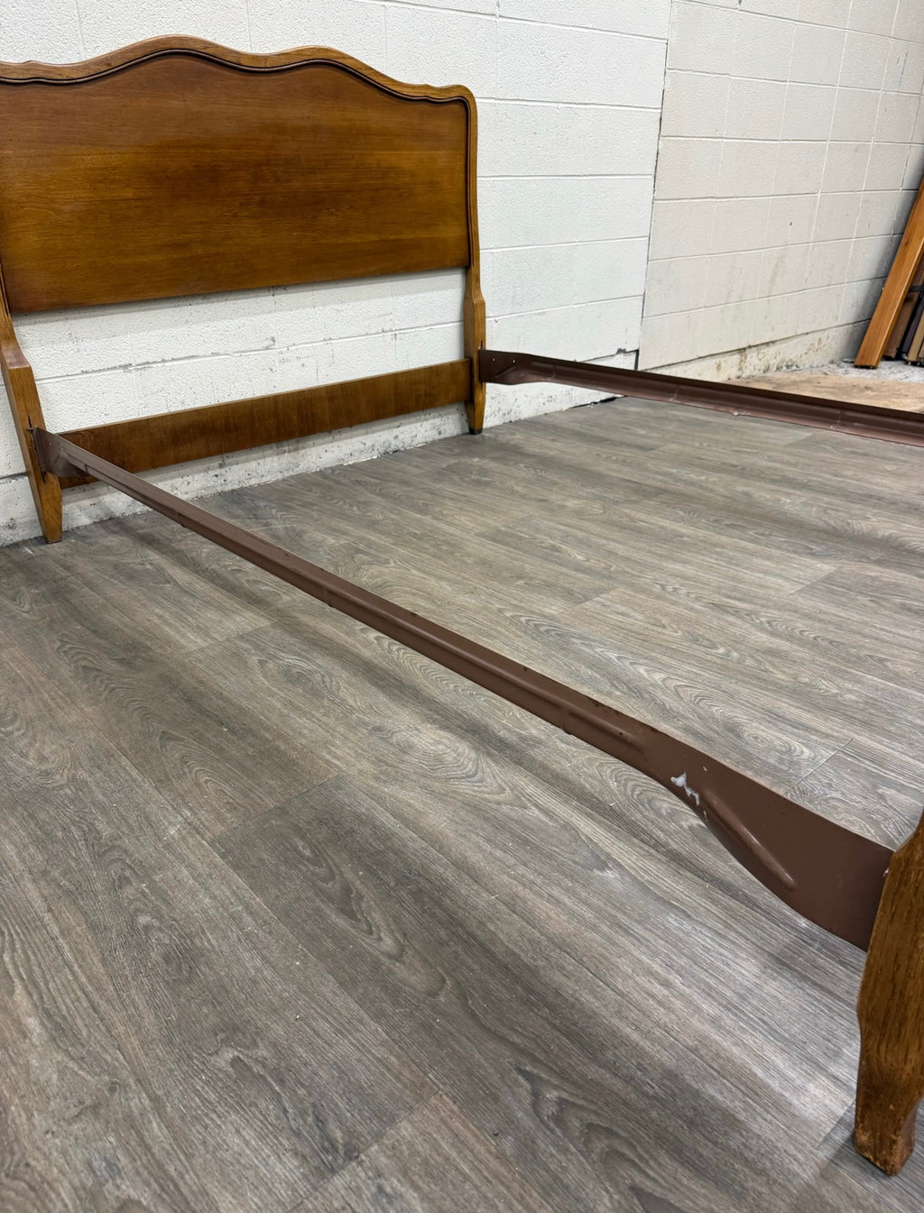 Vintage Full Size French Provincial Solid Oak Bed