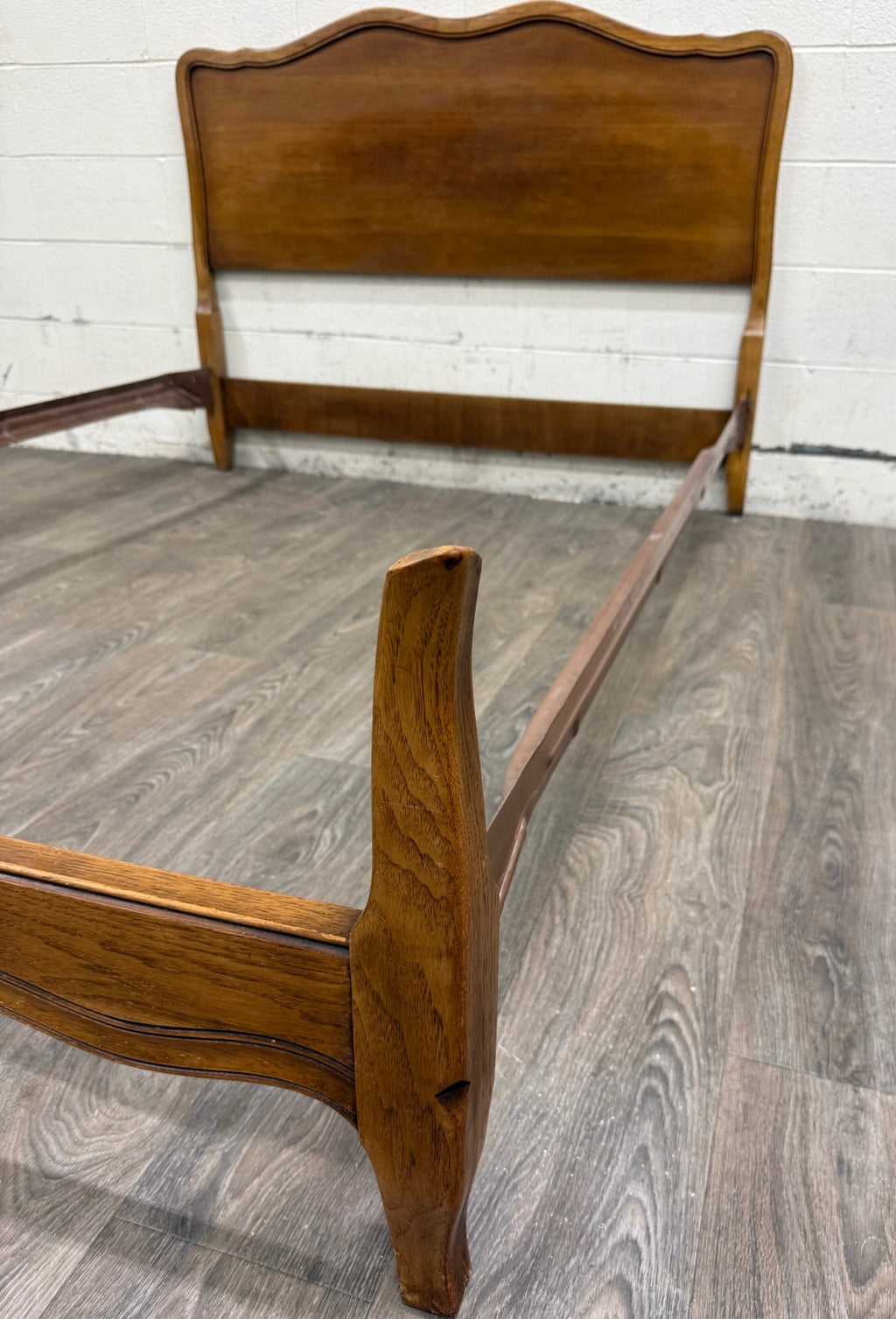 Vintage Full Size French Provincial Solid Oak Bed