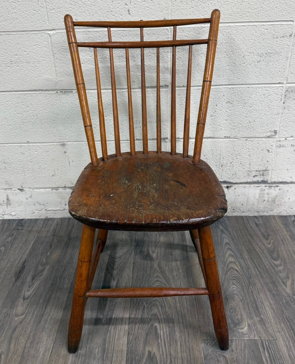 Antique American Windsor Farmhouse Style Plank Seat Dining Chair
