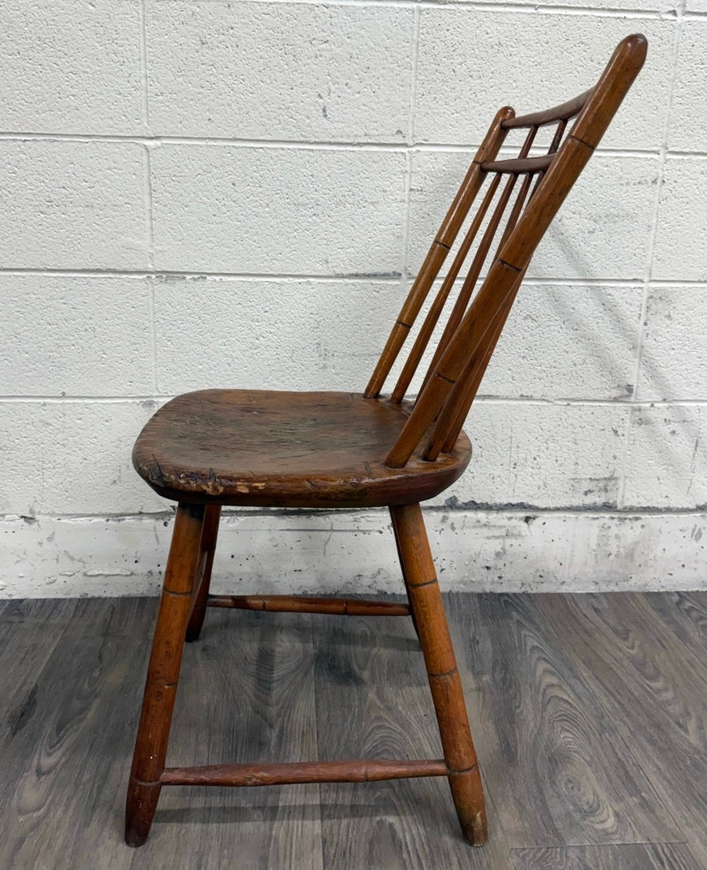 Antique American Windsor Farmhouse Style Plank Seat Dining Chair