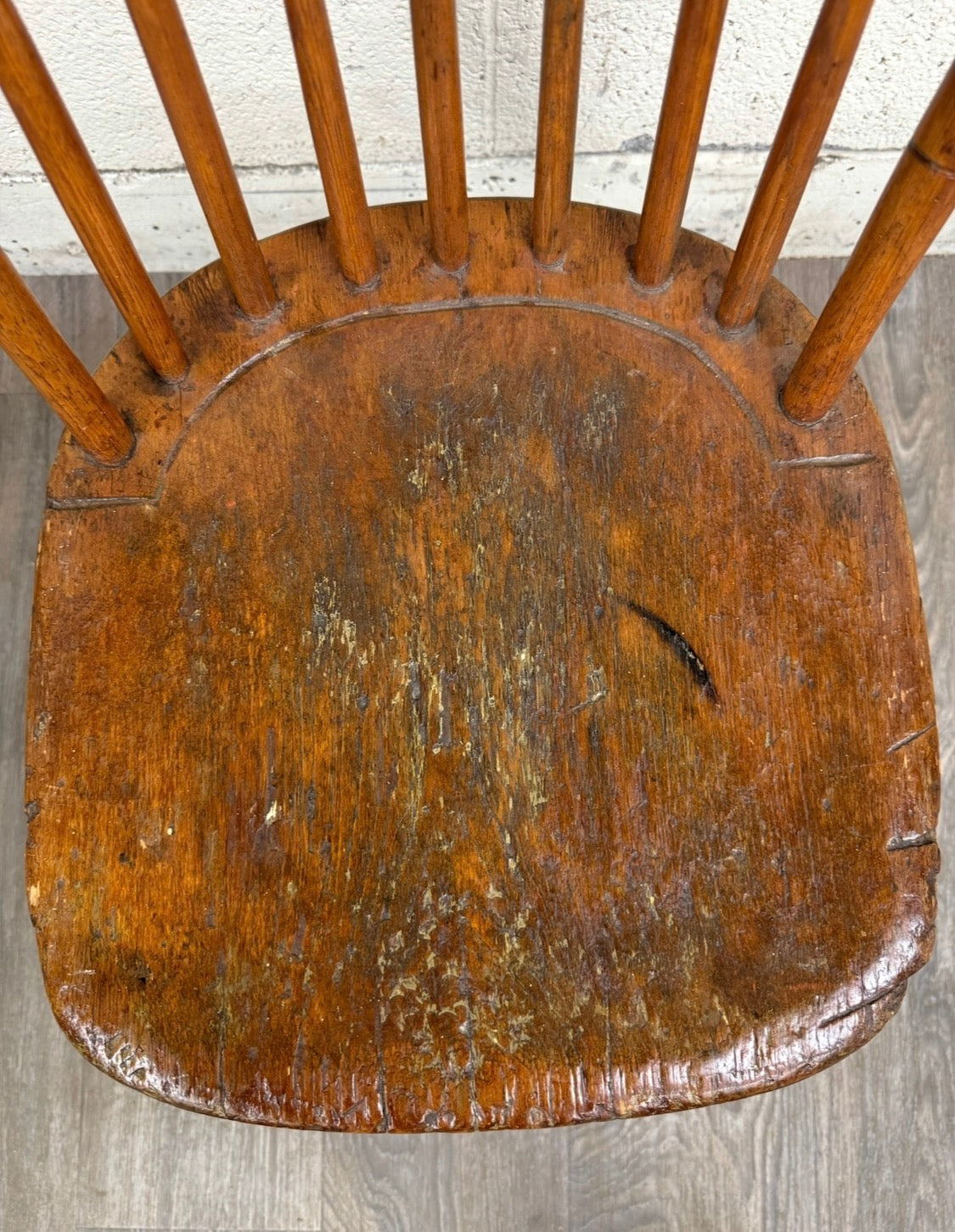 Antique American Windsor Farmhouse Style Plank Seat Dining Chair