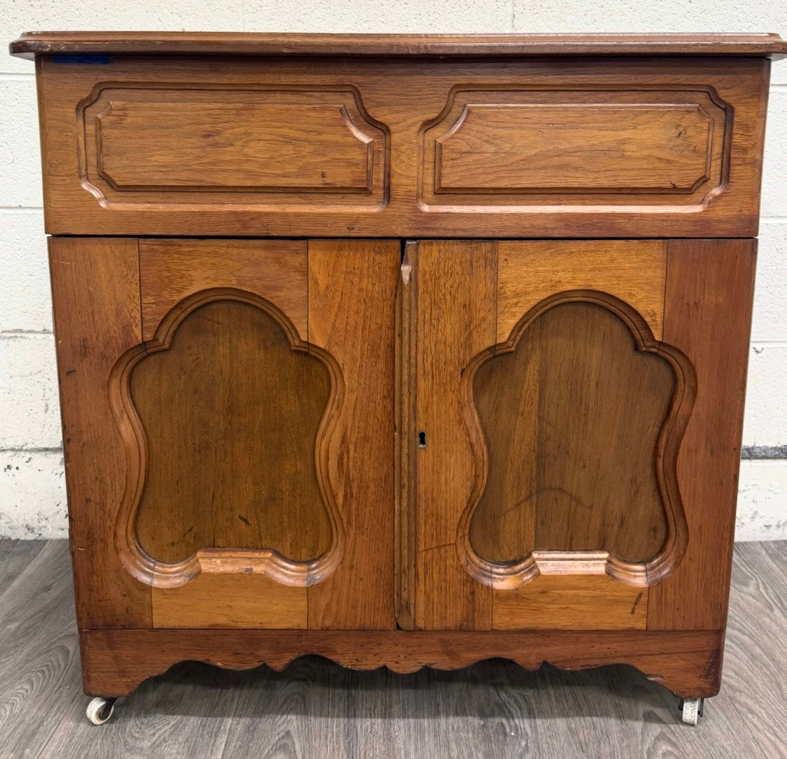 Antique Victorian French Provincial Louis XV Walnut Bedside Commode Cabinet