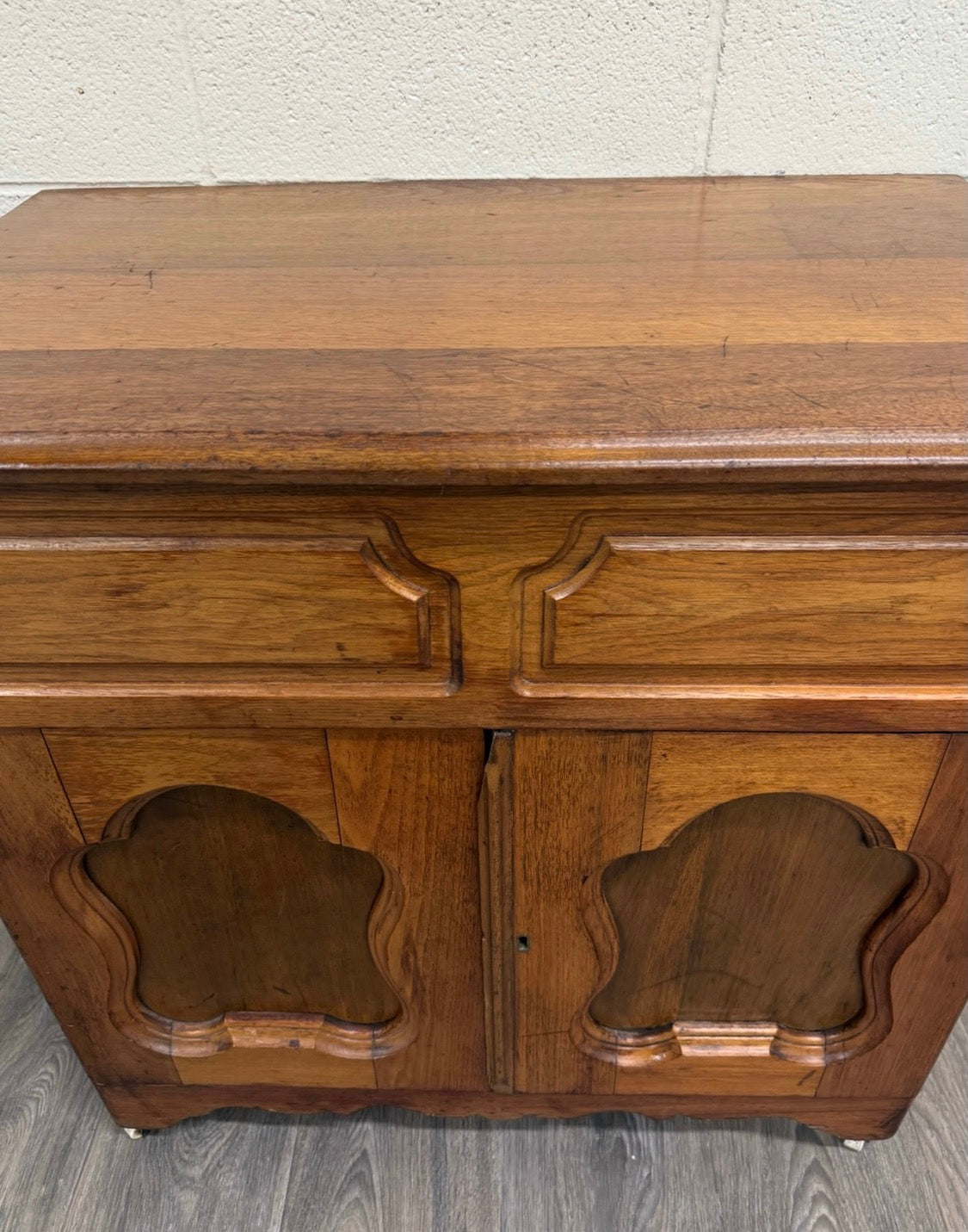 Antique Victorian French Provincial Louis XV Walnut Bedside Commode Cabinet