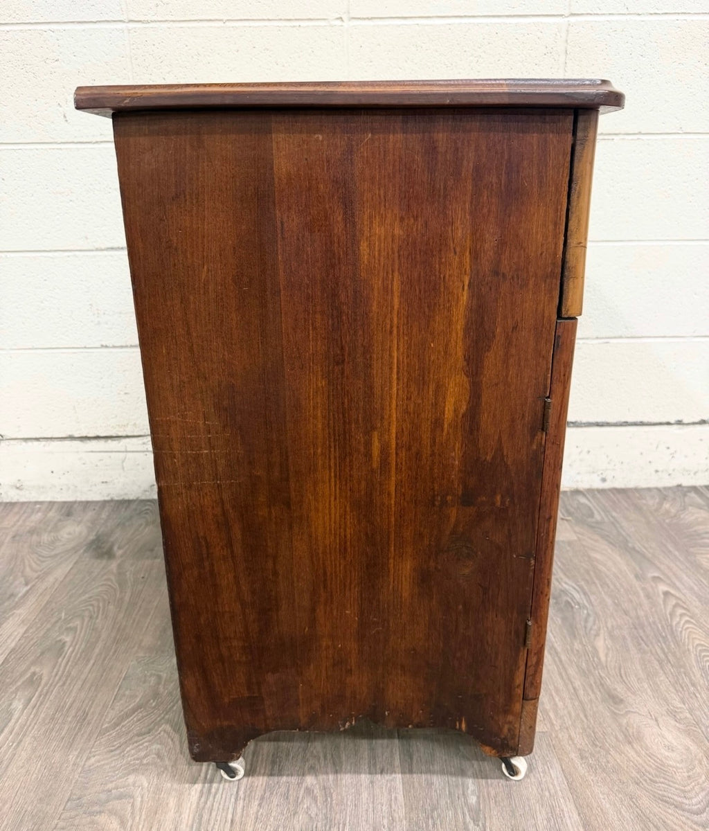 Antique Victorian French Provincial Louis XV Walnut Bedside Commode Cabinet