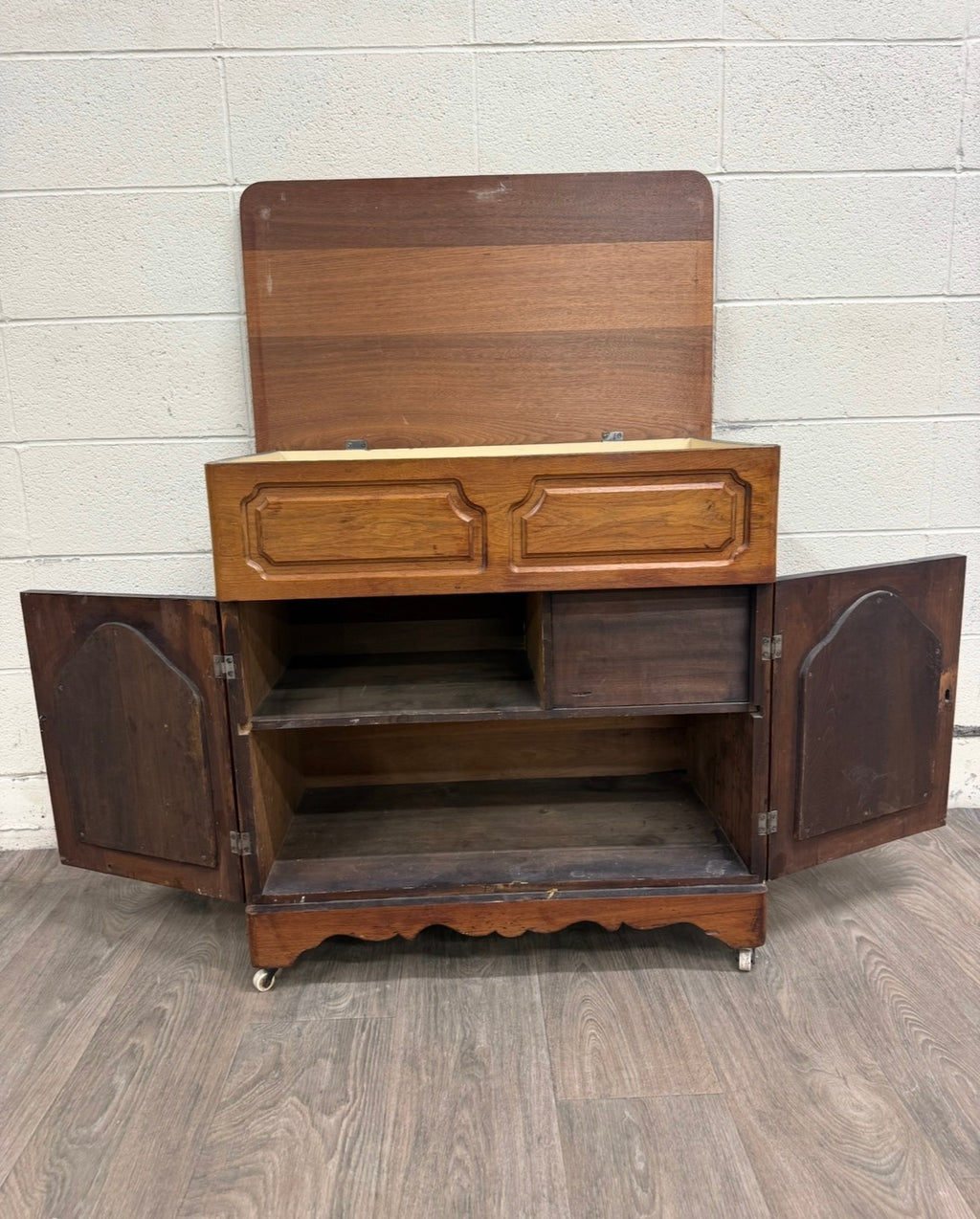 Antique Victorian French Provincial Louis XV Walnut Bedside Commode Cabinet