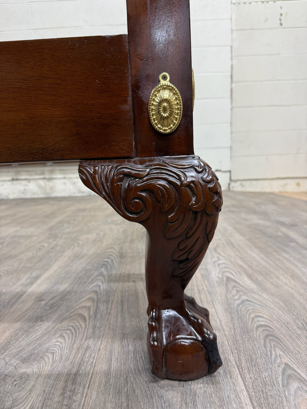 Vintage King Size Councill Craftsman Chippendale Mahogany Carved Four Poster Bed