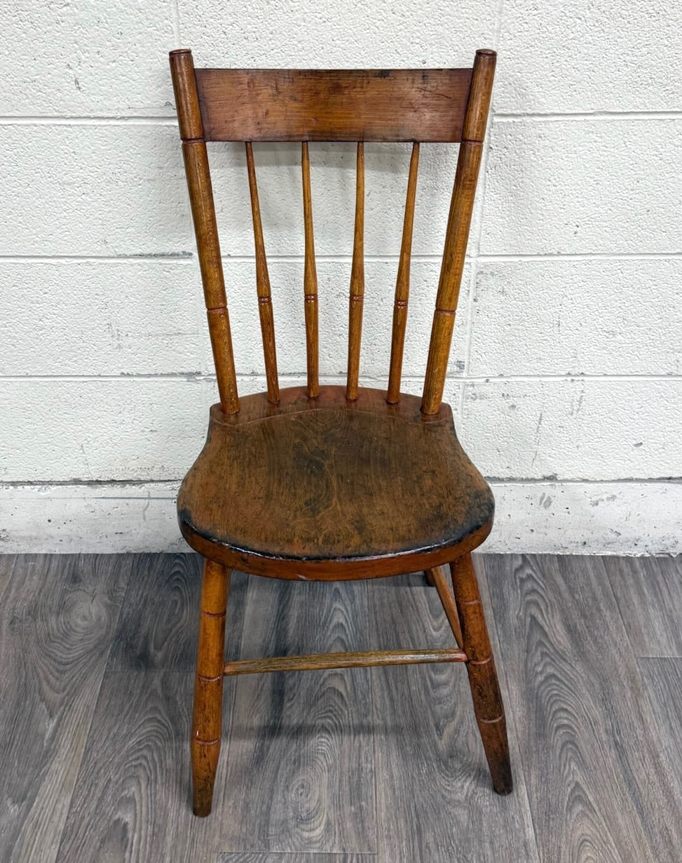 Antique American Windsor Farmhouse Style Plank Seat Dining Chair