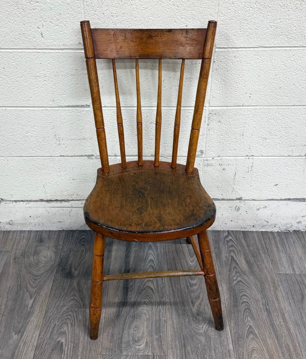 Antique American Windsor Farmhouse Style Plank Seat Dining Chair