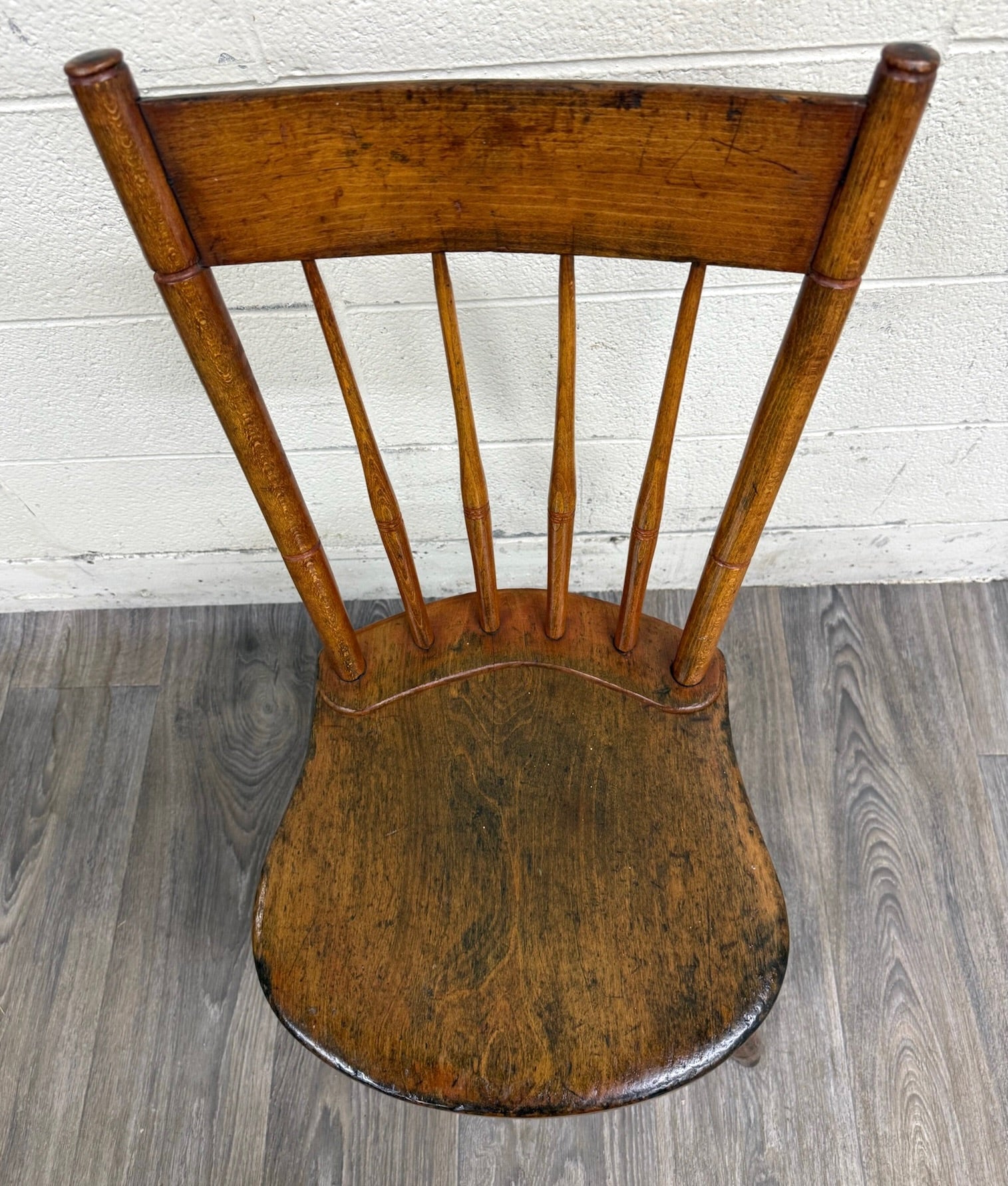 Antique American Windsor Farmhouse Style Plank Seat Dining Chair