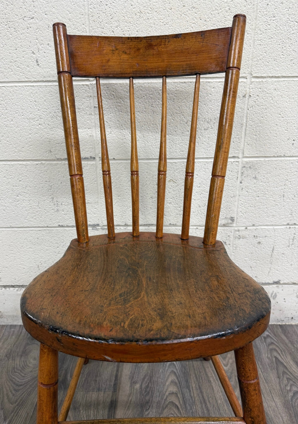 Antique American Windsor Farmhouse Style Plank Seat Dining Chair