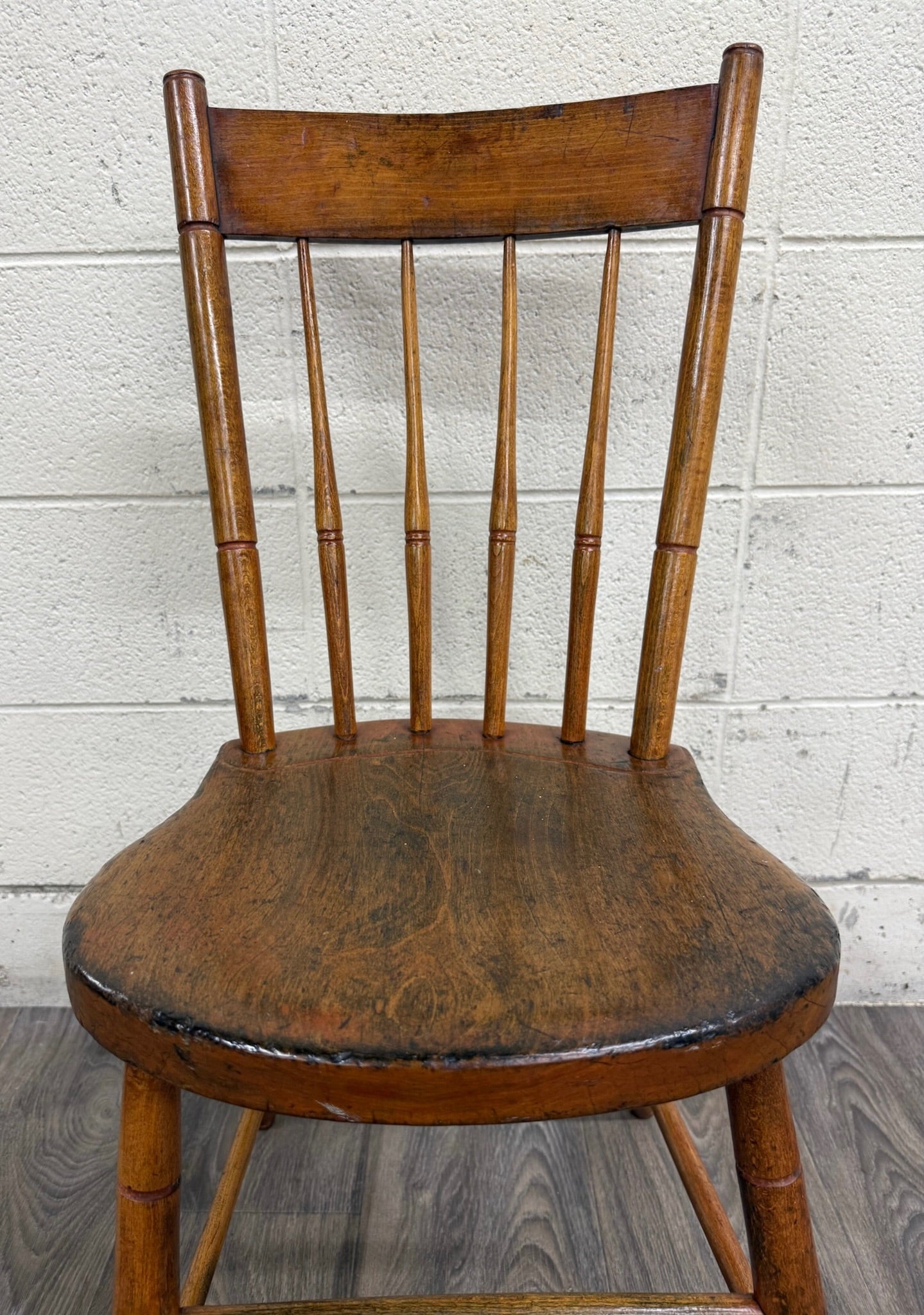 Antique American Windsor Farmhouse Style Plank Seat Dining Chair