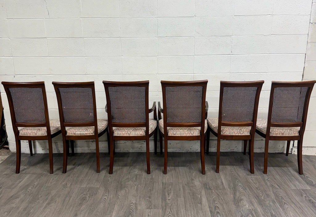 Vintage Neoclassical French Regency Style Cane Back Dining Chairs - Set of 6