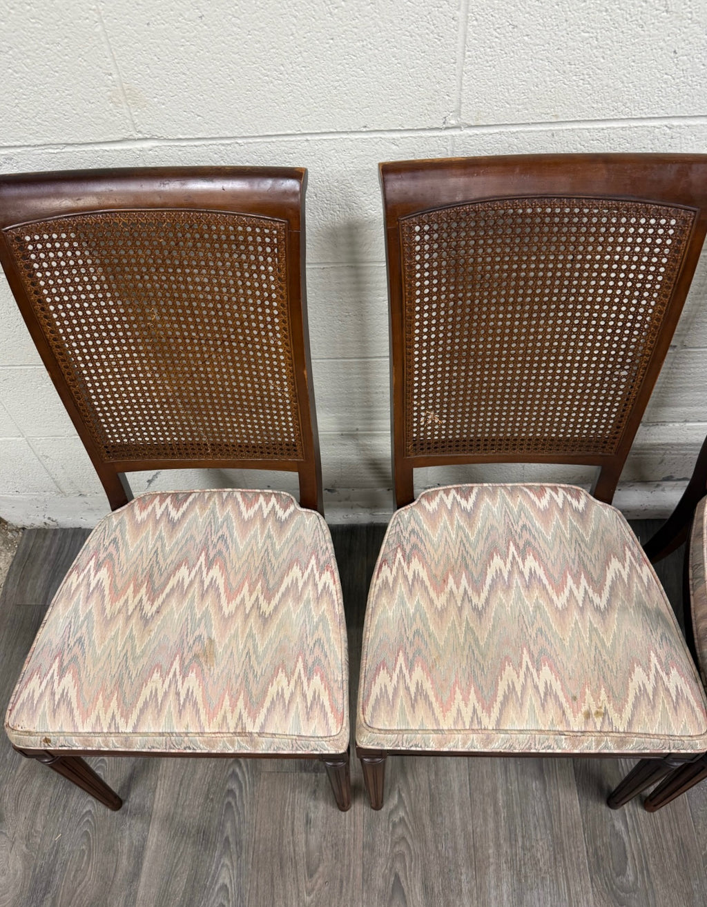 Vintage Neoclassical French Regency Style Cane Back Dining Chairs - Set of 6